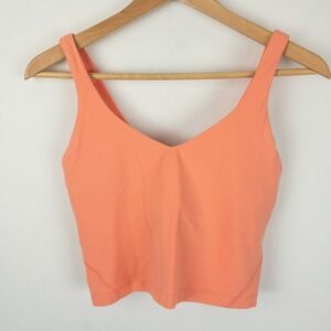 Lululemon Tank Top Women 6 Coral Orange Cropped Align Workout Gym Active